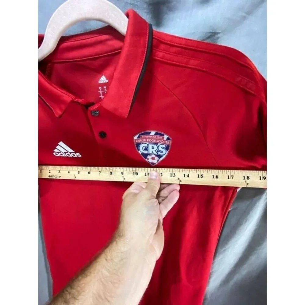 Cutter Ridge Soccer Adidas Polo Shirt Adult Small Red Short Sleeve Pullover Mens